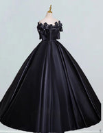 Elegant Black Strapless Satin Ball Gown | Women's Prom & Evening Dress