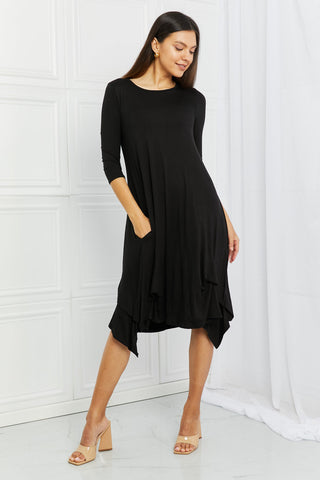 Celeste Good Days Full Size Round Neck Midi Dress in Black