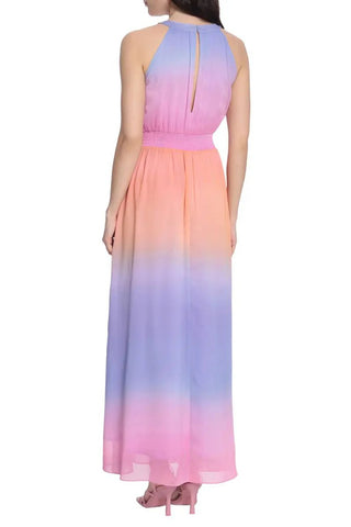 Donna Morgan Halter Neck Sleeveless Back Zipper Long Chiffon Dress - By Baano