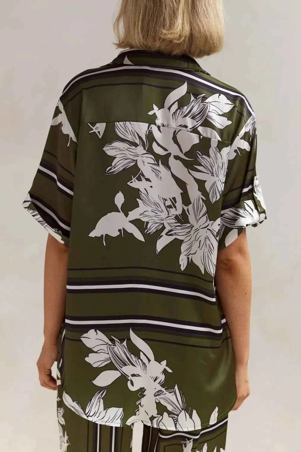 Printed Button Up Shirt and Pants Set - By Baano