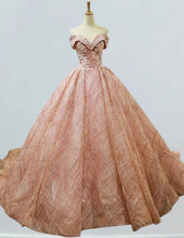 Women's Off-Shoulder Lace Ball Gown | Elegant Evening & Prom Dress