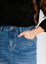 Dakotah Raw Hem Long Denim Skirt - FINAL SALE