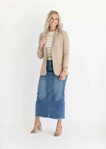 Dakotah Raw Hem Long Denim Skirt