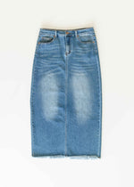 Dakotah Raw Hem Long Denim Skirt