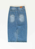 Dakotah Raw Hem Long Denim Skirt