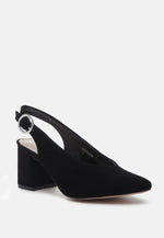 Dalia Solid Pointed Heeled Slingback Sandals