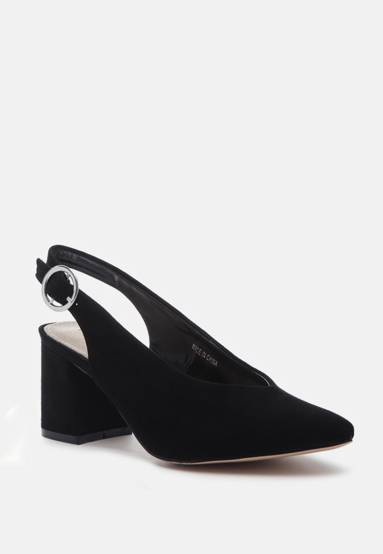 Dalia Solid Pointed Heeled Slingback Sandals