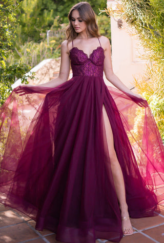 Dani Gown - Mulberry - Tulle A-Line Lace Dress - By Baano