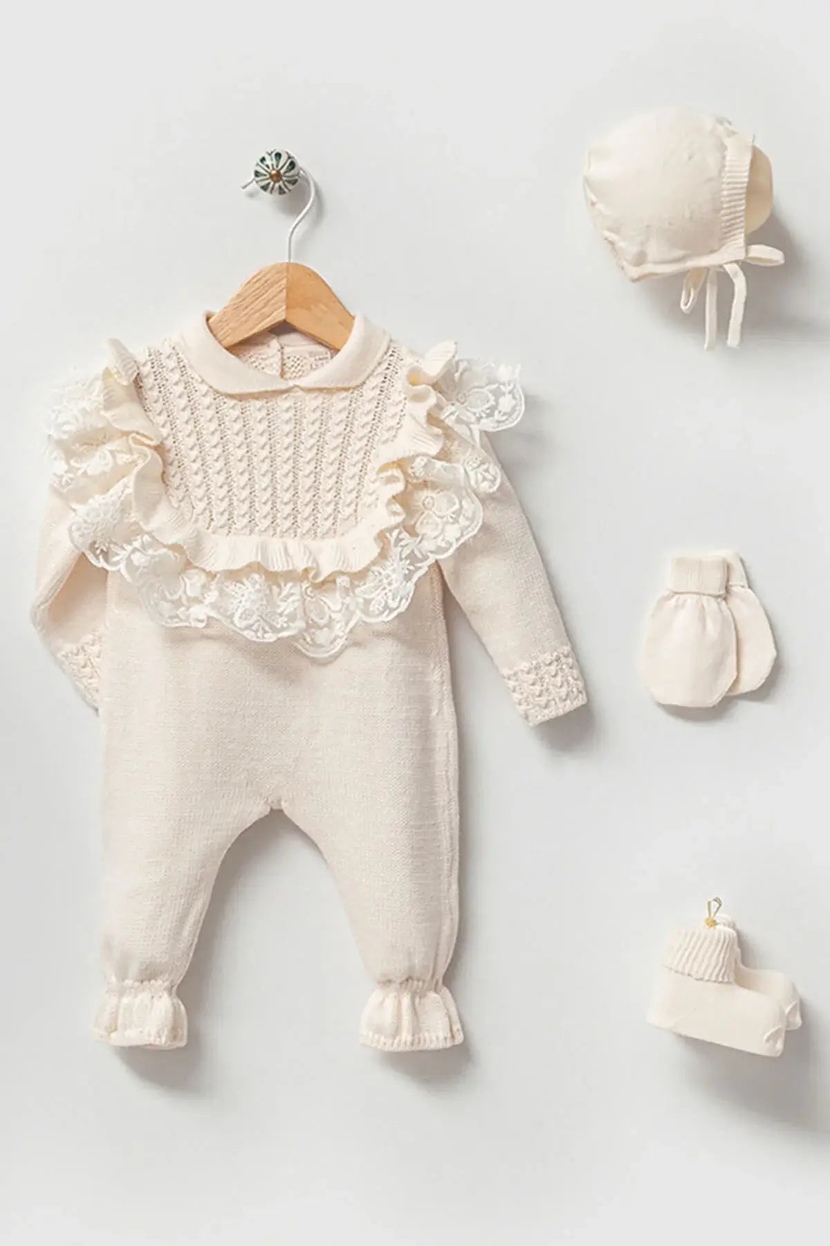 Daphne Cream Newborn Knitwear Coming Home Set (5pcs) - By Baano
