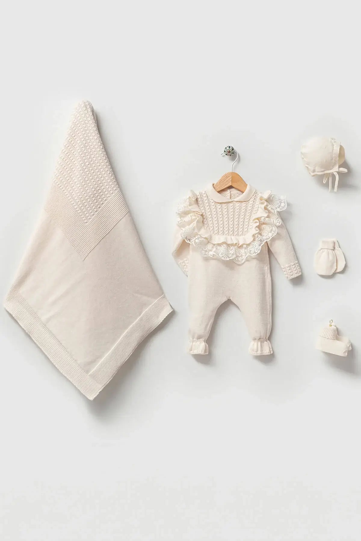 Daphne Cream Newborn Knitwear Coming Home Set (5pcs) - By Baano