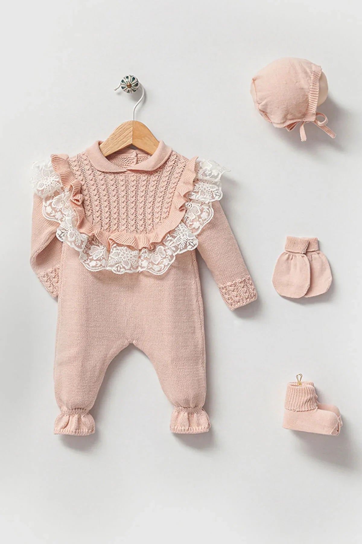Daphne Powder Newborn Knitwear Coming Home Set (5pcs) - By Baano