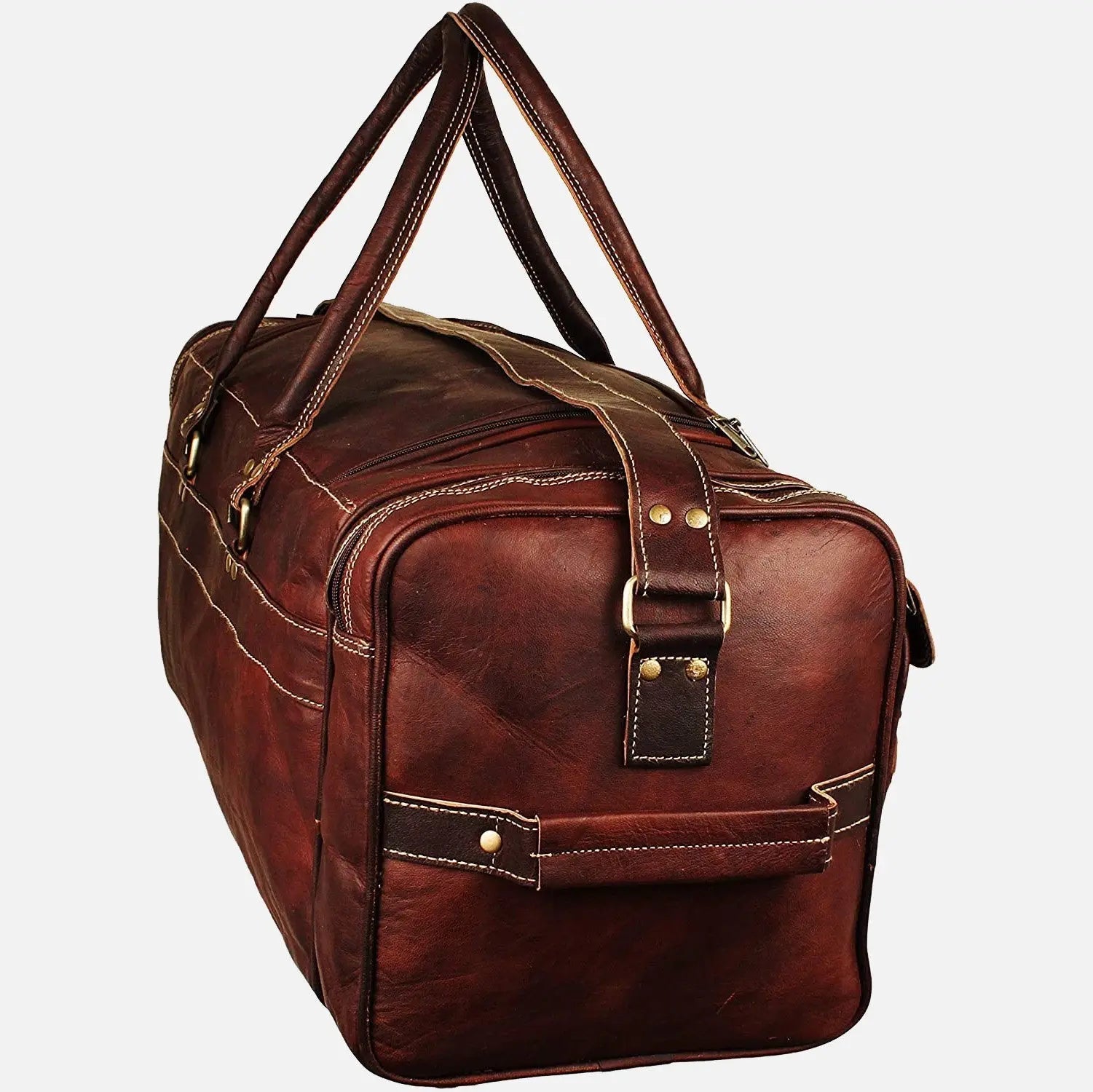 Men's Leather Weekend Travel Duffel Bag .