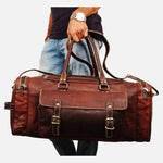 Men's Leather Weekend Travel Duffel Bag .