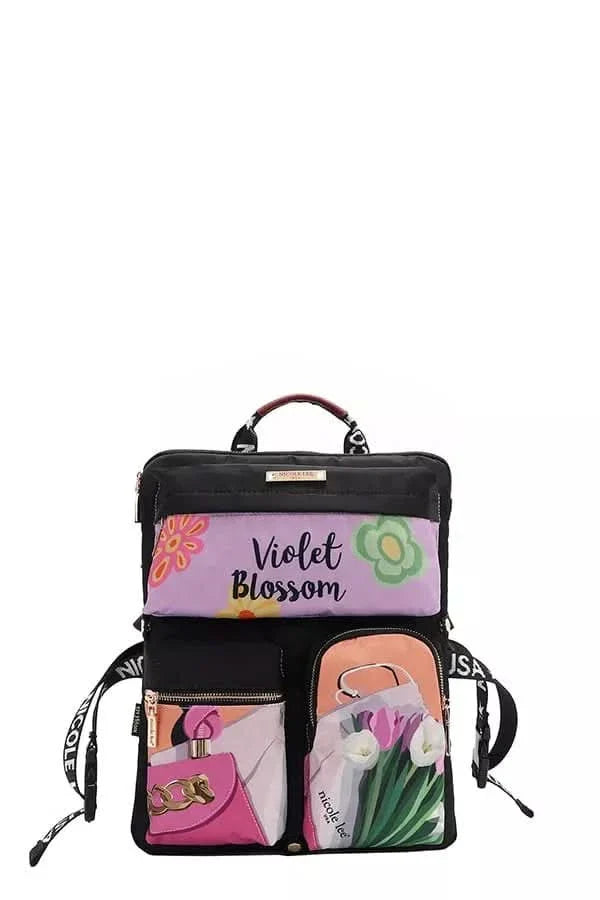 Nicole Lee USA Multi Pocket Travel Backpack Vintage Style