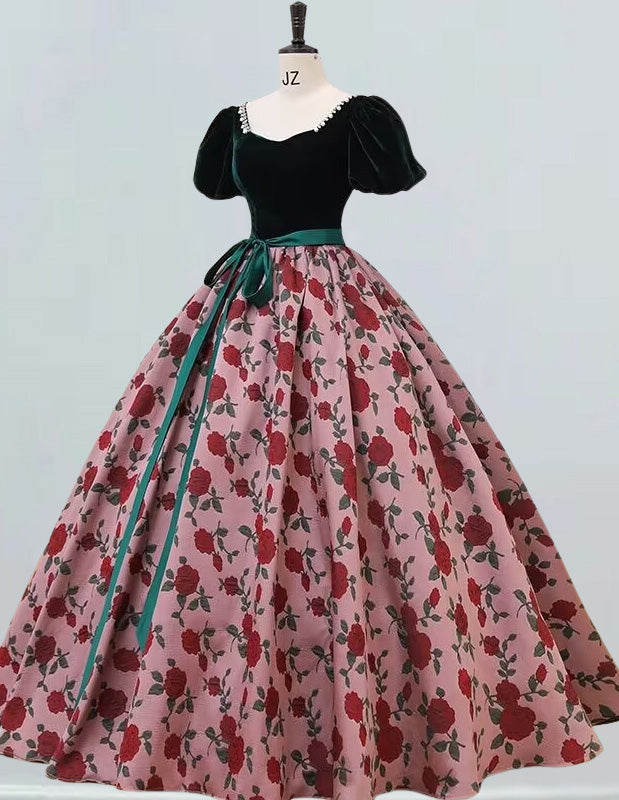 Women's Black Velvet Square Collar Cape Prom Dress | Elegant Evening Gown