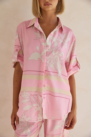 Printed Button Up Shirt and Pants Set - By Baano