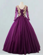 Navy long sleeve bride gown plus size wedding dress gown dark blue princess prom dress ball gown