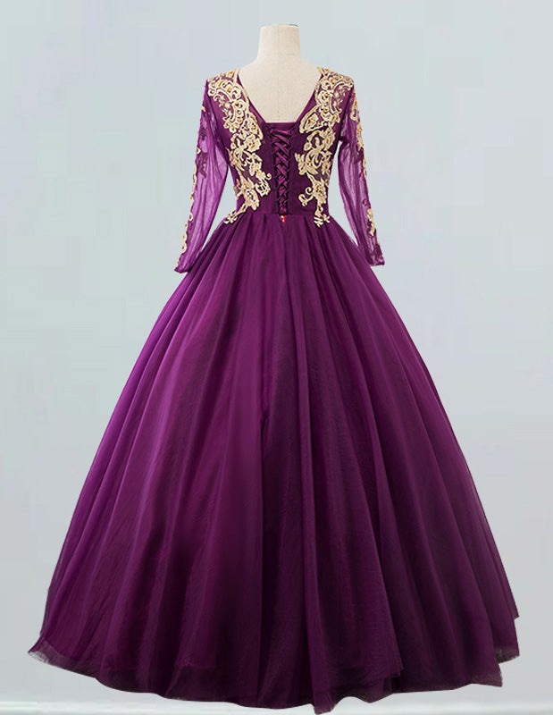 Navy long sleeve bride gown plus size wedding dress gown dark blue princess prom dress ball gown