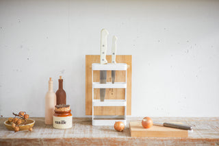 Knife & Cutting Board Stand - Steel + Wood - By Baano