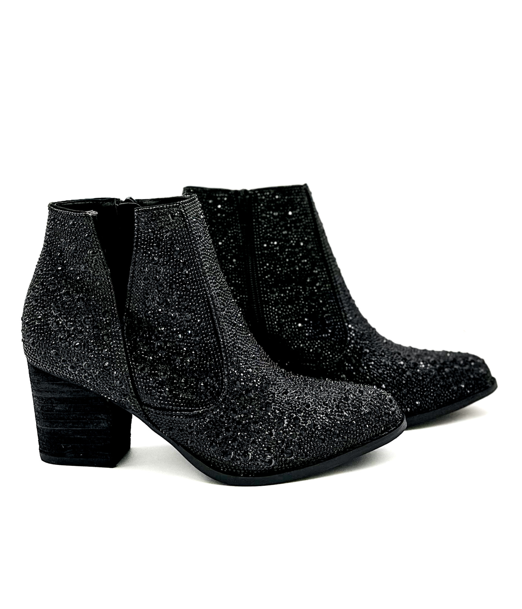 Shine Star Rhinestone Bootie in Black Naughty Monkey