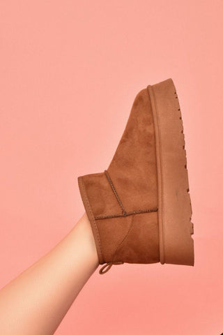WILD DIVA Suede Round Toe Platform Booties - By Baano