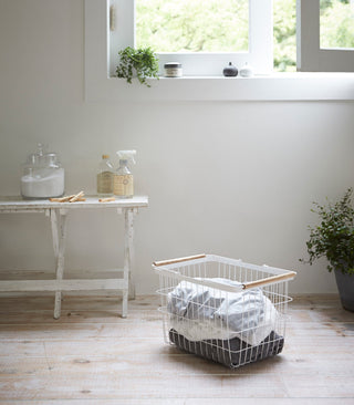 Wire Basket - Two Sizes - Steel + Wood - By Baano