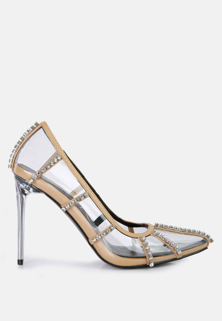 Diamante Clear Stiletto Heel Pumps London Rag International