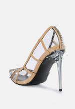 Diamante Clear Stiletto Heel Pumps London Rag International