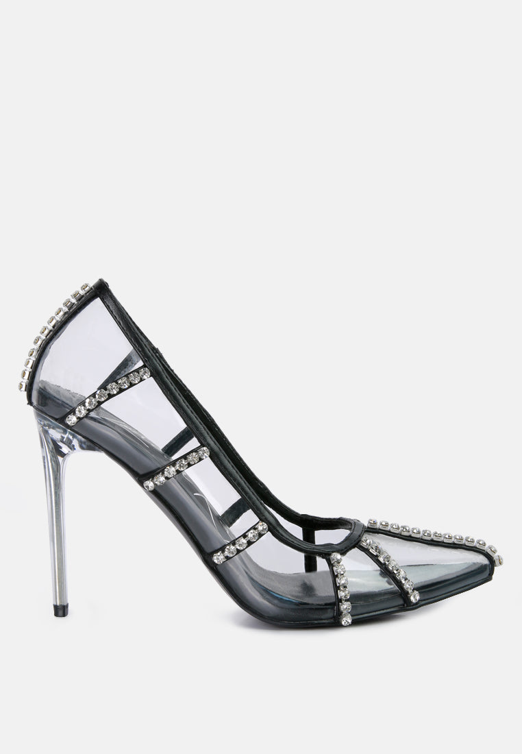 Diamante Clear Stiletto Heel Pumps London Rag International