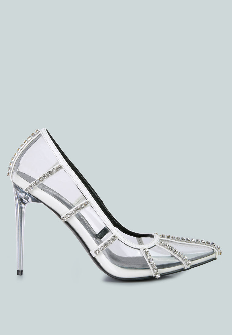 Diamante Clear Stiletto Heel Pumps London Rag International
