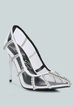 Diamante Clear Stiletto Heel Pumps London Rag International