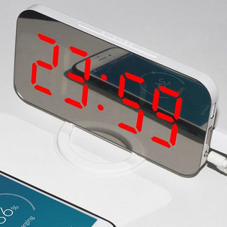 Digital Alarm Clock Desk Table Clock  3 Alarm Sounds Adjustable Volume Easy Digital Alarm Clock for Kids and Adults Compact Desk & Shelf Clocks for Bedroom Curved LED Screen Alarm Clocks For Kid Bedroom Temperature Snooze Function Home Decor Watch Stevvex