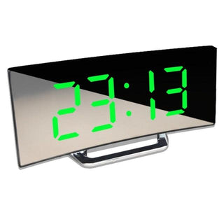 Digital Alarm Clock Desk Table Clock  3 Alarm Sounds Adjustable Volume Easy Digital Alarm Clock for Kids and Adults Compact Desk & Shelf Clocks for Bedroom Curved LED Screen Alarm Clocks For Kid Bedroom Temperature Snooze Function Home Decor Watch Stevvex