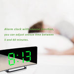 Digital Alarm Clock Desk Table Clock  3 Alarm Sounds Adjustable Volume Easy Digital Alarm Clock for Kids and Adults Compact Desk & Shelf Clocks for Bedroom Curved LED Screen Alarm Clocks For Kid Bedroom Temperature Snooze Function Home Decor Watch Stevvex