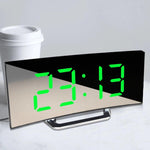 Digital Alarm Clock Digital Clock Large Display LED Alarm Electric Clocks Mirror Surface 3 Levels Brightness Dual USB LED Curved Surface Mirror Electronic Table Clock Large Screen Snooze Desktop Clock For Home Decoration Stevvex