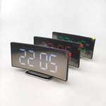 Digital Alarm Clock Digital Clock Large Display LED Alarm Electric Clocks Mirror Surface 3 Levels Brightness Dual USB LED Curved Surface Mirror Electronic Table Clock Large Screen Snooze Desktop Clock For Home Decoration Stevvex