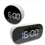 Digital Alarm Clock Digital Clock Large Display LED Alarm Electric Clocks Mirror Surface 3 Levels Brightness Dual USB LED Curved Surface Mirror Electronic Table Clock Large Screen Snooze Desktop Clock For Home Decoration Stevvex