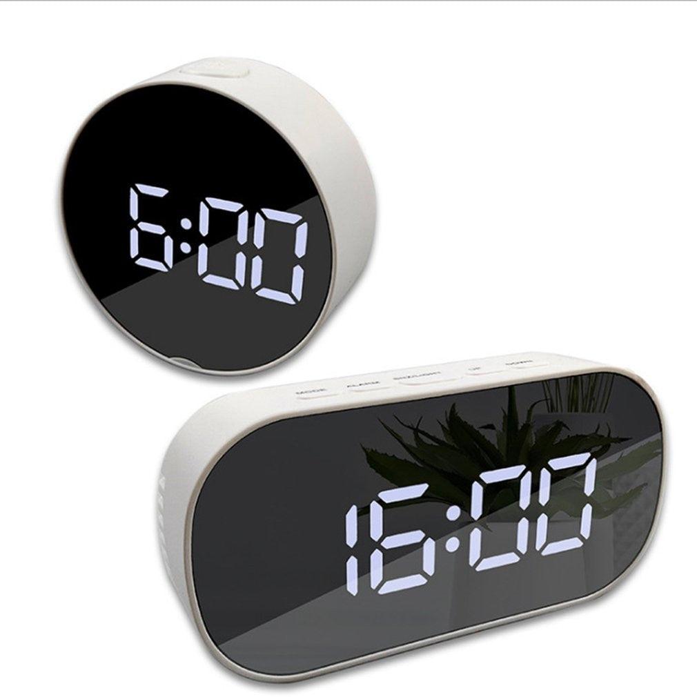 Digital Alarm Clock Digital Clock Large Display LED Alarm Electric Clocks Mirror Surface 3 Levels Brightness Dual USB LED Curved Surface Mirror Electronic Table Clock Large Screen Snooze Desktop Clock For Home Decoration Stevvex