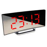 Digital Alarm Clock Digital Clock Large Display LED Alarm Electric Clocks Mirror Surface 3 Levels Brightness Dual USB LED Curved Surface Mirror Electronic Table Clock Large Screen Snooze Desktop Clock For Home Decoration Stevvex
