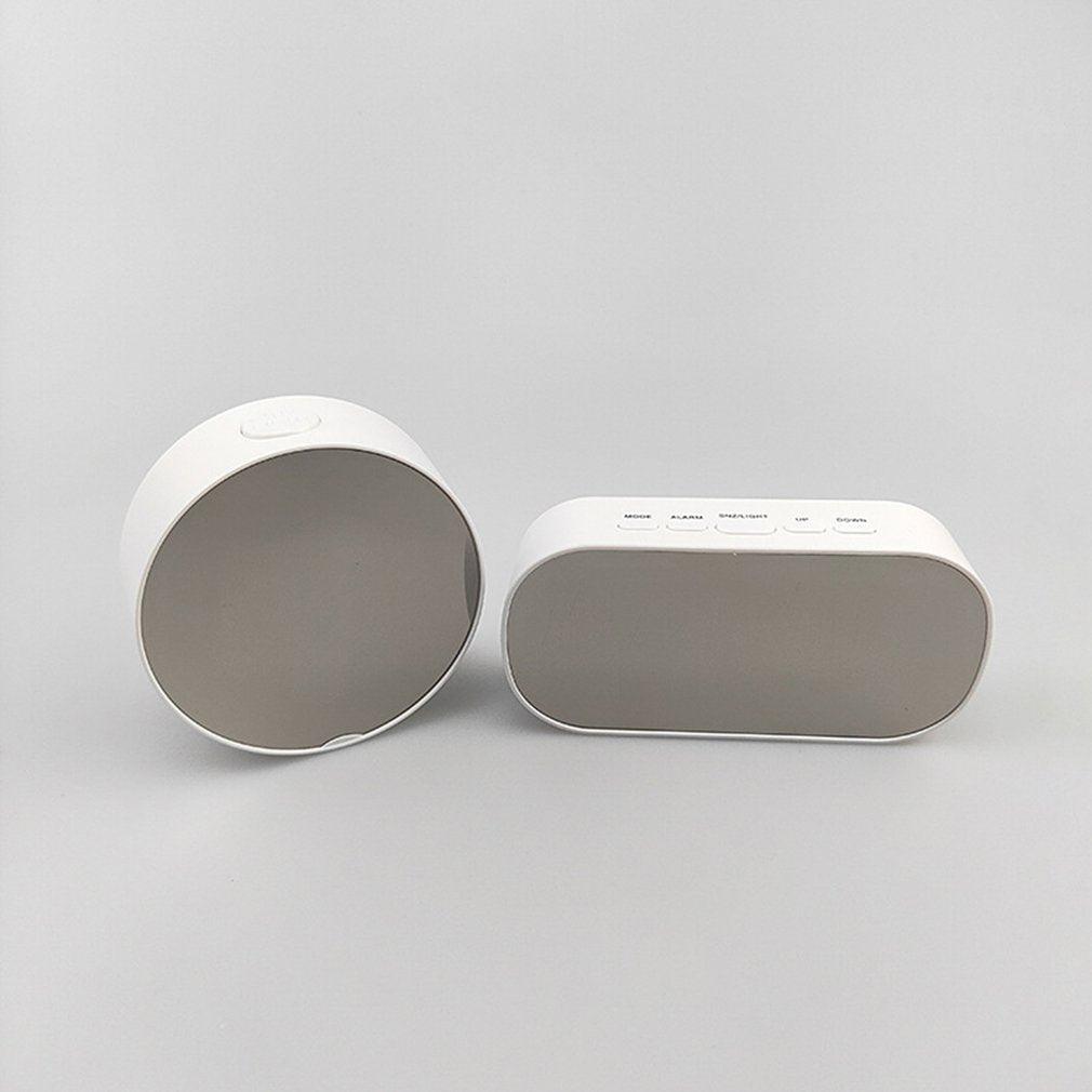 Digital Alarm Clock Digital Clock Large Display LED Alarm Electric Clocks Mirror Surface 3 Levels Brightness Dual USB LED Curved Surface Mirror Electronic Table Clock Large Screen Snooze Desktop Clock For Home Decoration Stevvex