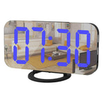 Digital Alarm Clock Digital Clock Large Display LED Alarm Electric Clocks Mirror Surface 3 Levels Brightness Dual USB LED Curved Surface Mirror Electronic Table Clock Large Screen Snooze Desktop Clock For Home Decoration Stevvex