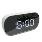 Digital Alarm Clock Digital Clock Large Display LED Alarm Electric Clocks Mirror Surface 3 Levels Brightness Dual USB LED Curved Surface Mirror Electronic Table Clock Large Screen Snooze Desktop Clock For Home Decoration Stevvex