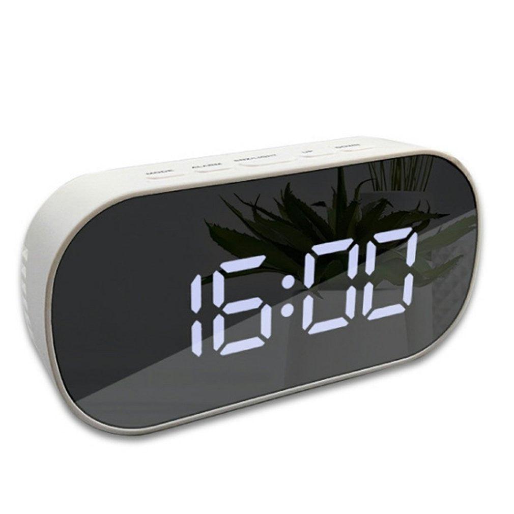 Digital Alarm Clock Digital Clock Large Display LED Alarm Electric Clocks Mirror Surface 3 Levels Brightness Dual USB LED Curved Surface Mirror Electronic Table Clock Large Screen Snooze Desktop Clock For Home Decoration Stevvex