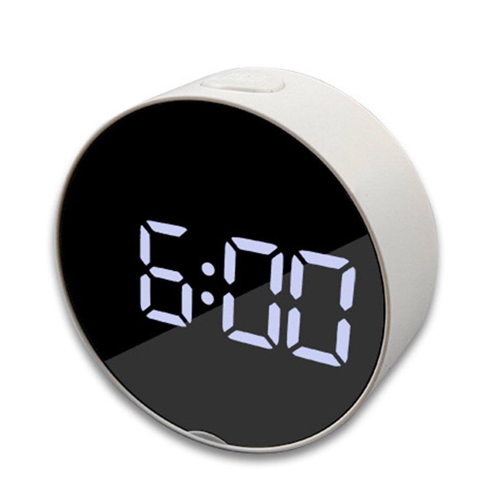 Digital Alarm Clock Digital Clock Large Display LED Alarm Electric Clocks Mirror Surface 3 Levels Brightness Dual USB LED Curved Surface Mirror Electronic Table Clock Large Screen Snooze Desktop Clock For Home Decoration Stevvex