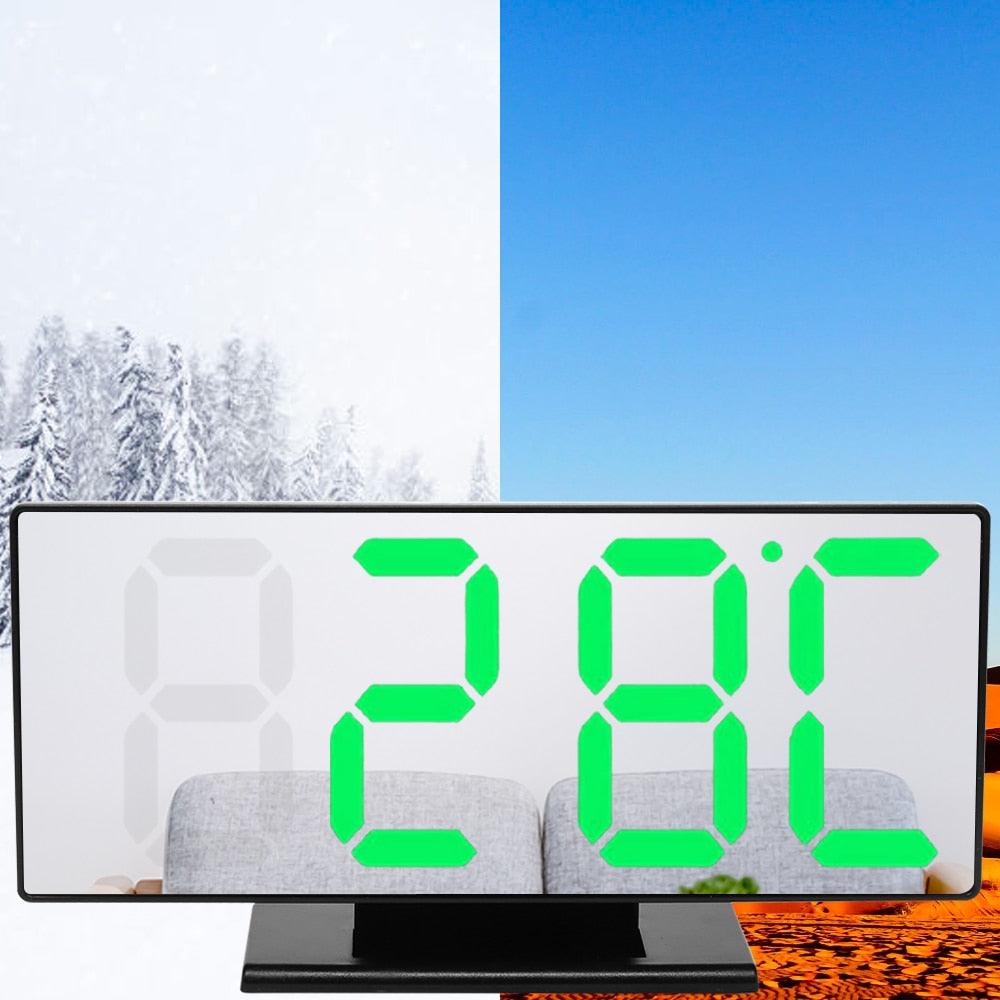 Digital Alarm Clock LED Digital Display Dual Alarm with USB Charger Port 0-100 Dimmer for Seniors Simple Bedside Big Number Alarm Clocks for Bedrooms LED Mirror Electronic Alarm Clocks Large LCD Display Digital Table Clock with Calendar Temperature Stevvex