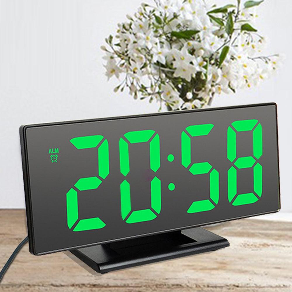 Digital Alarm Clock LED Digital Display Dual Alarm with USB Charger Port 0-100 Dimmer for Seniors Simple Bedside Big Number Alarm Clocks for Bedrooms LED Mirror Electronic Alarm Clocks Large LCD Display Digital Table Clock with Calendar Temperature Stevvex