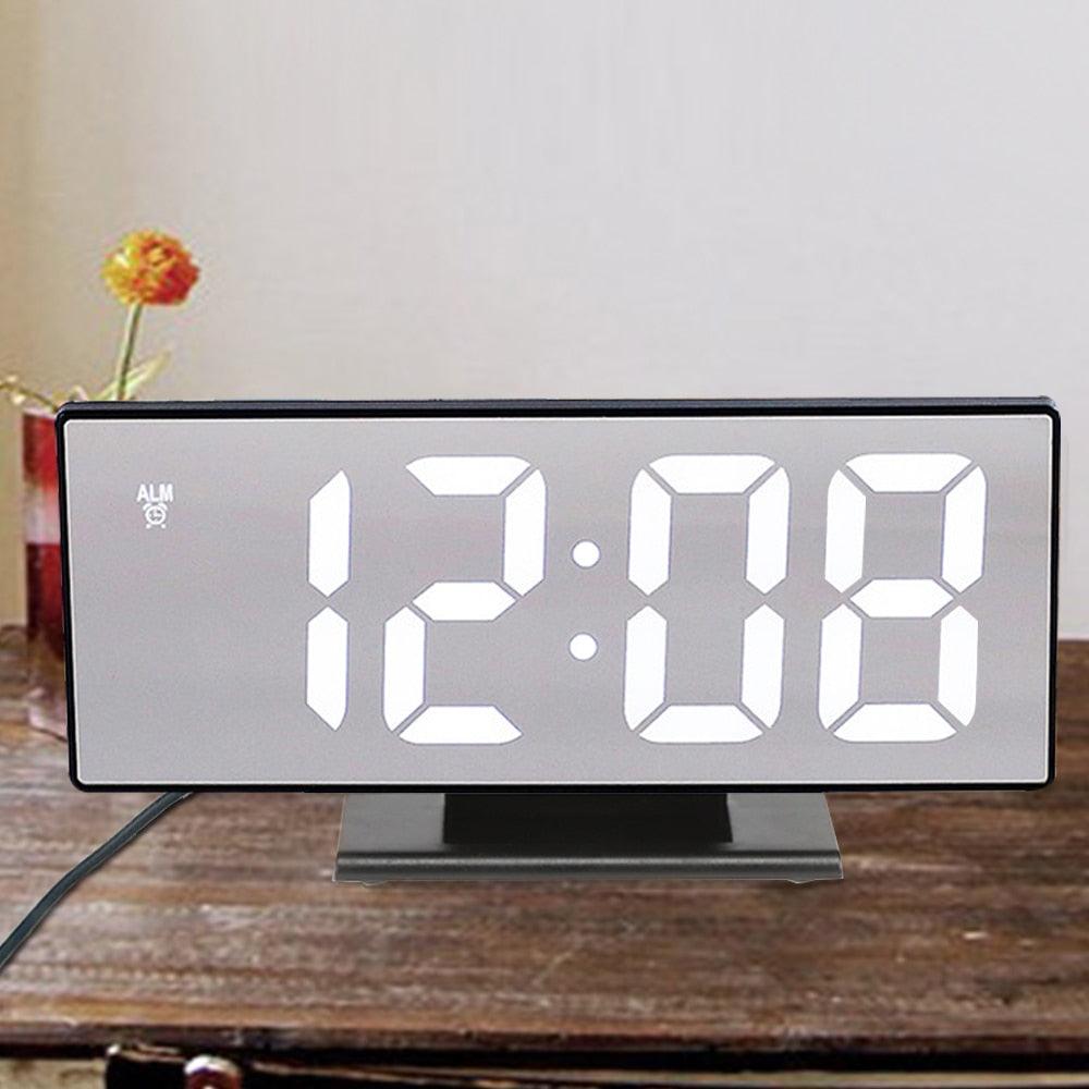 Digital Alarm Clock LED Digital Display Dual Alarm with USB Charger Port 0-100 Dimmer for Seniors Simple Bedside Big Number Alarm Clocks for Bedrooms LED Mirror Electronic Alarm Clocks Large LCD Display Digital Table Clock with Calendar Temperature Stevvex