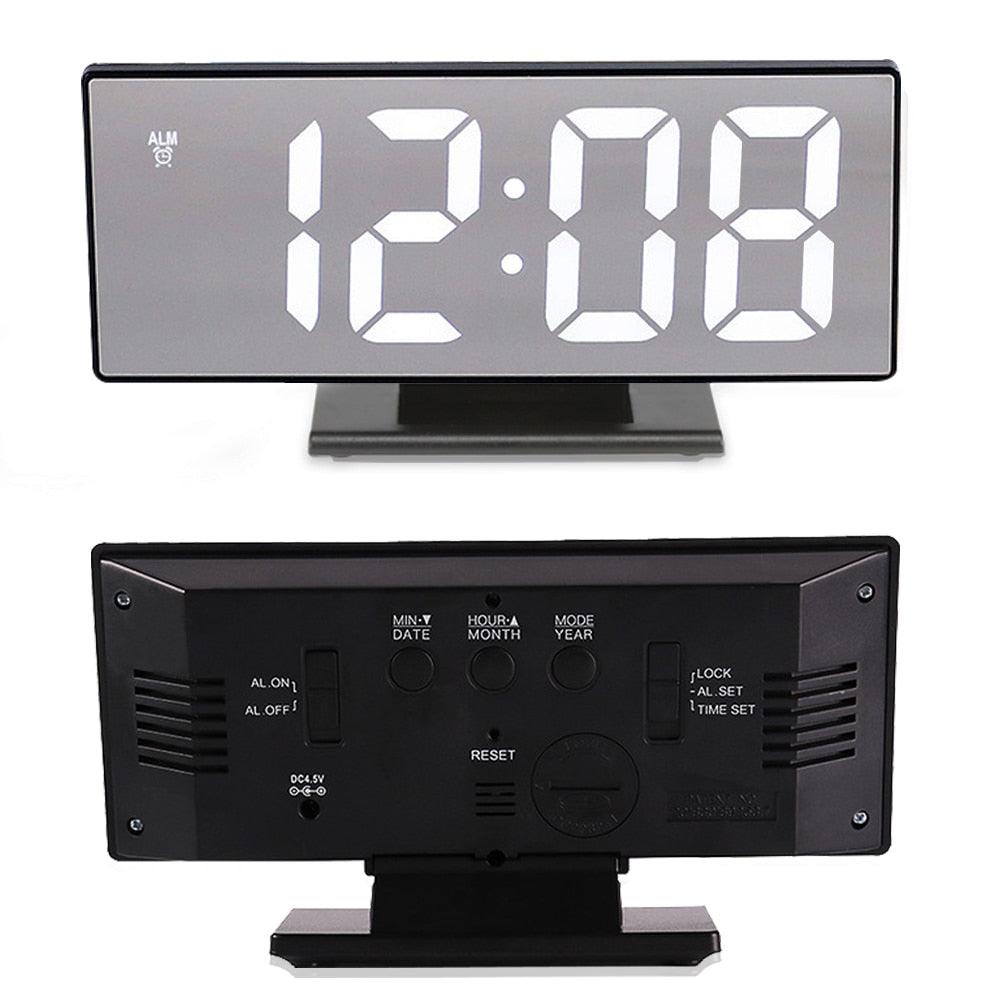 Digital Alarm Clock LED Digital Display Dual Alarm with USB Charger Port 0-100 Dimmer for Seniors Simple Bedside Big Number Alarm Clocks for Bedrooms LED Mirror Electronic Alarm Clocks Large LCD Display Digital Table Clock with Calendar Temperature Stevvex
