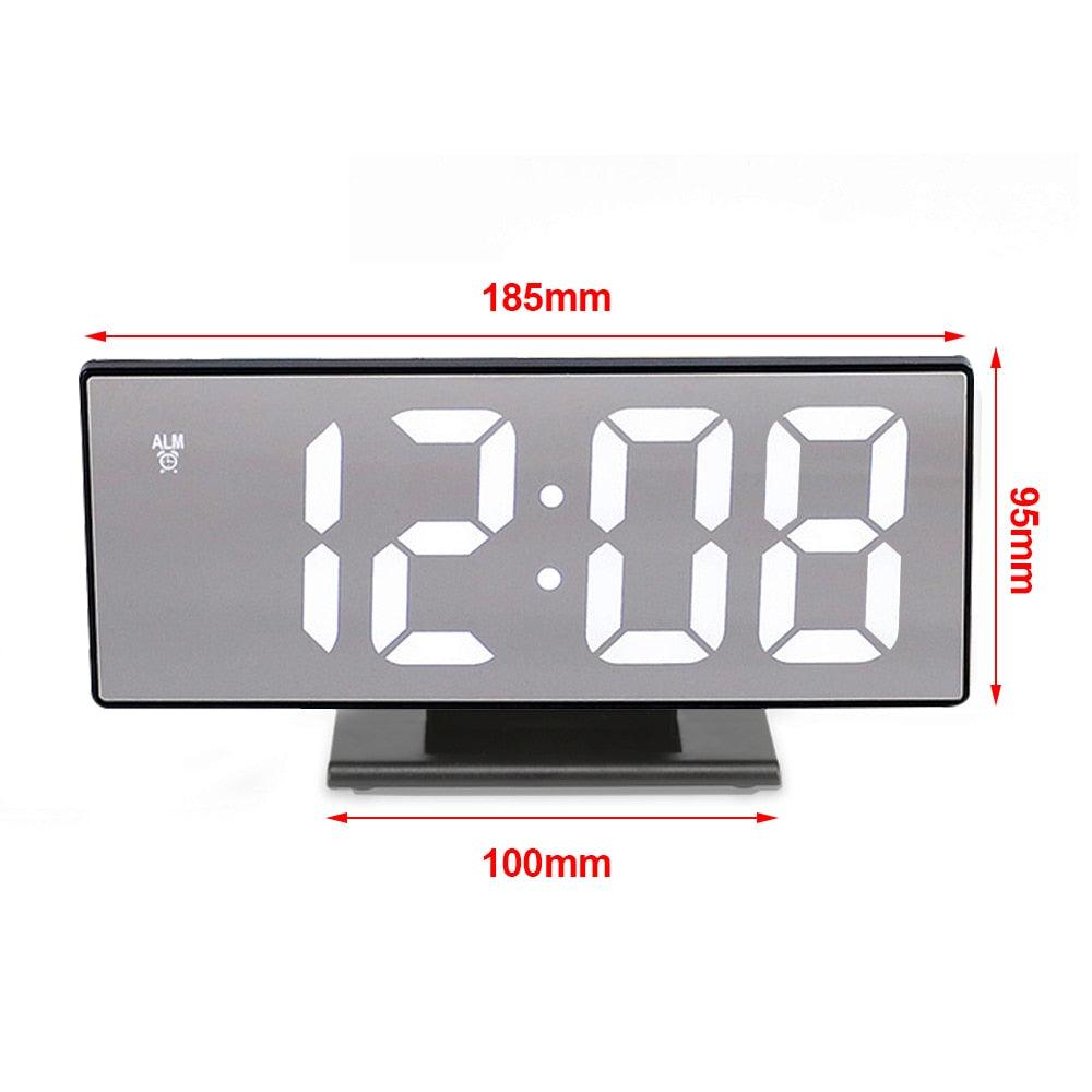 Digital Alarm Clock LED Digital Display Dual Alarm with USB Charger Port 0-100 Dimmer for Seniors Simple Bedside Big Number Alarm Clocks for Bedrooms LED Mirror Electronic Alarm Clocks Large LCD Display Digital Table Clock with Calendar Temperature Stevvex
