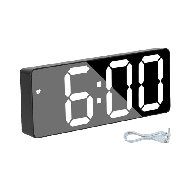 Digital Alarm Clock LED Digital Display Dual Alarm with USB Charger Port 0-100 Dimmer for Seniors Simple Bedside Big Number Alarm Clocks for Bedrooms LED Mirror Electronic Alarm Clocks Large LCD Display Digital Table Clock with Calendar Temperature Stevvex